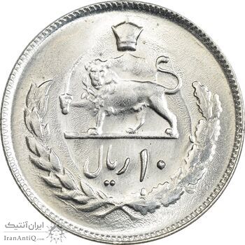 سکه 10 ریال 2537 - MS63 - محمد رضا شاه