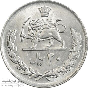 سکه 20 ریال 2537 - MS63 - محمد رضا شاه