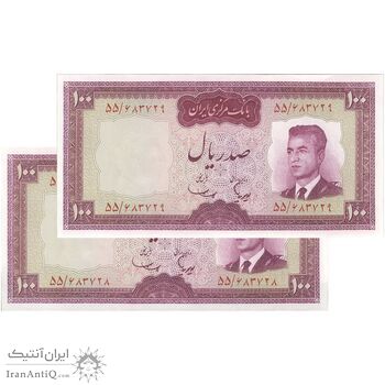 اسکناس 100 ریال (هویدا - سمیعی) - جفت - UNC63 - محمد رضا شاه
