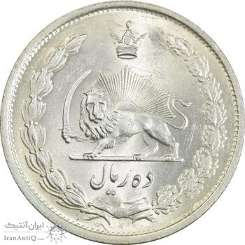 سکه 10 ریال 1323 - MS62 - محمد رضا شاه سکه 10 ریال 1323 - MS62 - محمد رضا شاه