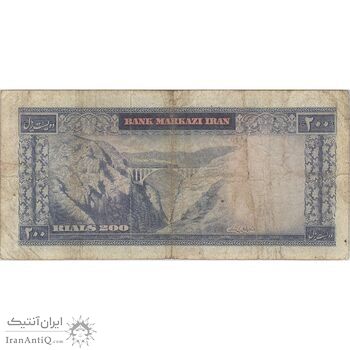 اسکناس 200 ریال (آموزگار - سمیعی) نوشته قرمز - تک - VF20 - محمد رضا شاه