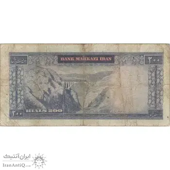 اسکناس 200 ریال (آموزگار - سمیعی) نوشته قرمز - تک - VF20 - محمد رضا شاه