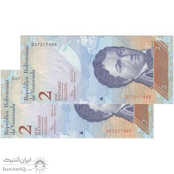 اسکناس 2 بولیوار 2008 جمهوری بولیواری - جفت - UNC63 - ونزوئلا اسکناس 2 بولیوار 2008 جمهوری بولیواری - جفت - UNC63 - ونزوئلا