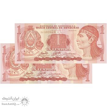 اسکناس یک لمپیرا 2006 (بدون نوار عمودی) جمهوری - جفت - UNC64 - هندوراس