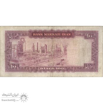 اسکناس 100 ریال (آموزگار - فرمان فرماییان) نوشته سیاه - تک - VF25 - محمد رضا شاه