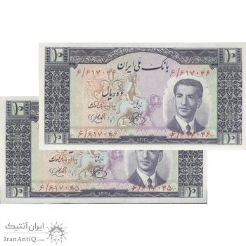 اسکناس 10 ریال 1330 - جفت - UNC63 - محمد رضا شاه