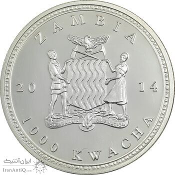 سکه یادبود 1000 کواچا کرگدرن آفریقایی 2014 - UNC - زامبیا