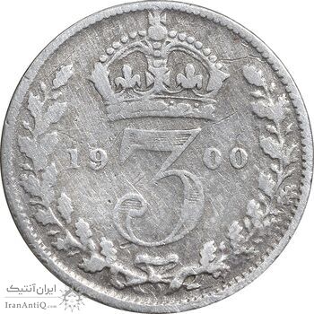 سکه 3 پنس 1900 ویکتوریا - VF30 - انگلستان
