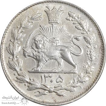 سکه 1000 دینار 1305 رایج - MS62 - رضا شاه
