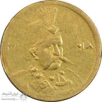 سکه طلا 5000 دینار 1318 تصویری - AU50 - مظفرالدین شاه