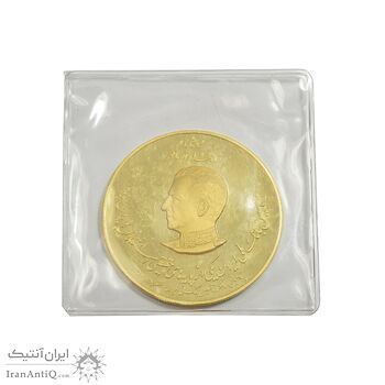 مدال طلا 40 گرمی تاسیس بانک ملی 1357 - PF67 - محمد رضا شاه