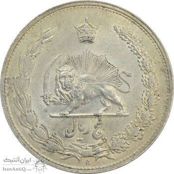 سکه 5 ریال 1311 - مکرر پشت سکه - AU58 - رضا شاه