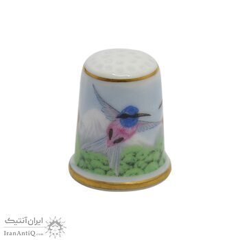 انگشتانه چینی قدیمی طرح گل و مرغ - کد 006555