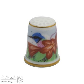 انگشتانه چینی قدیمی طرح گل و مرغ - کد 006555