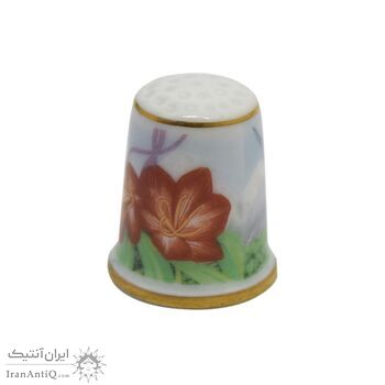 انگشتانه چینی قدیمی طرح گل و مرغ - کد 006555