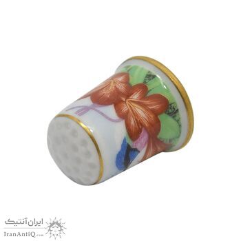 انگشتانه چینی قدیمی طرح گل و مرغ - کد 006555