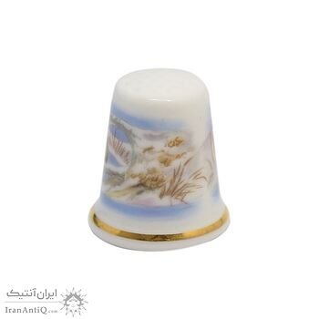 انگشتانه چینی قدیمی طرح سمور آبی - کد 006581