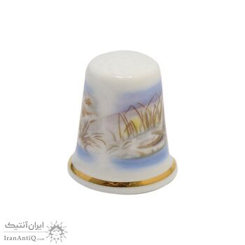 انگشتانه چینی قدیمی طرح سمور آبی - کد 006581