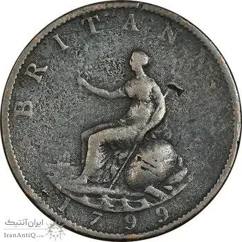 سکه نیم پنی 1799 جرج سوم - VF25 - انگلستان