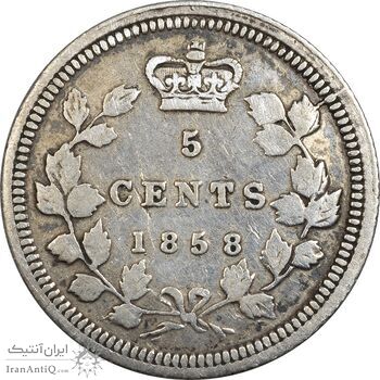 سکه 5 سنت 1858 ویکتوریا - EF40 - کانادا