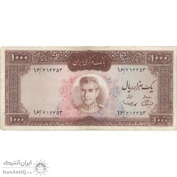 اسکناس 1000 ریال (آموزگار - سمیعی) نوشته قرمز - VF25 - محمد رضا شاه اسکناس 1000 ریال (آموزگار - سمیعی) نوشته قرمز - VF25 - محمد رضا شاه
