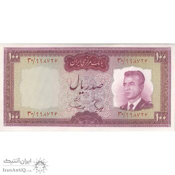 اسکناس 100 ریال (هویدا - سمیعی) - تک - UNC62 - محمد رضا شاه