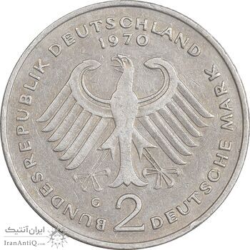 سکه 2 مارک 1970G جمهوری فدرال - EF40 - آلمان