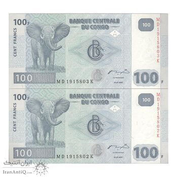اسکناس 100 فرانک 2007 جمهوری دموکراتیک - جفت - UNC64 - کنگو