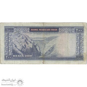 اسکناس 200 ریال (آموزگار - فرمان فرماییان) نوشته قرمز - تک - VF20 - محمد رضا شاه