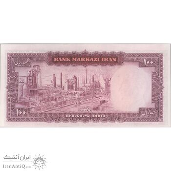 اسکناس 100 ریال (آموزگار - جهانشاهی) ارور کادر - تک - UNC63 - محمد رضا شاه