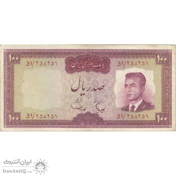 اسکناس 100 ریال (هویدا - سمیعی) - تک - VF25 - محمد رضا شاه