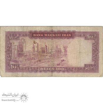 اسکناس 100 ریال (آموزگار - فرمان فرماییان) نوشته قرمز - تک - VF20 - محمد رضا شاه