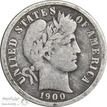 سکه 1 دایم 1900 باربر - VF35 - آمریکا