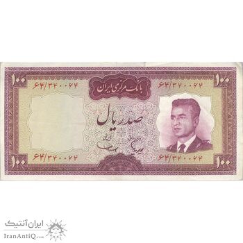 اسکناس 100 ریال (هویدا - سمیعی) - تک - VF35 - محمد رضا شاه