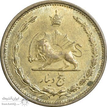 سکه 5 دینار 1318 برنز - AU58 - رضا شاه