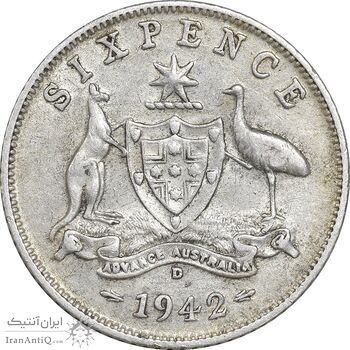 سکه 6 پنس 1942 جرج ششم - EF45 - انگلستان سکه 6 پنس 1942 جرج ششم - EF45 - انگلستان