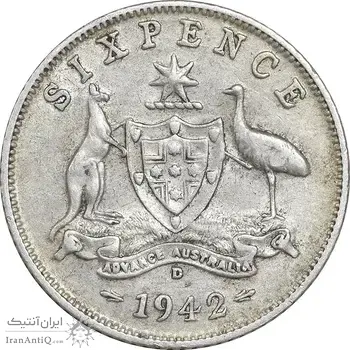سکه 6 پنس 1942 جرج ششم - EF45 - انگلستان