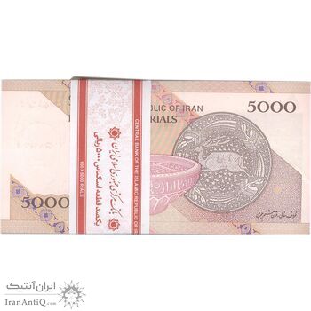 بسته اسکناس 5000 ریال امام (حسینی - بهمنی) کاسه بشقاب - UNC - جمهوری اسلامی