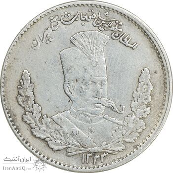 سکه 2000 دینار 1323 تصویری - EF40 - مظفرالدین شاه