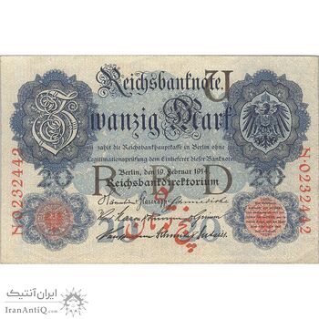 اسکناس سورشارژ 5 تومان روی 20 مارک آلمان - تک - EF40