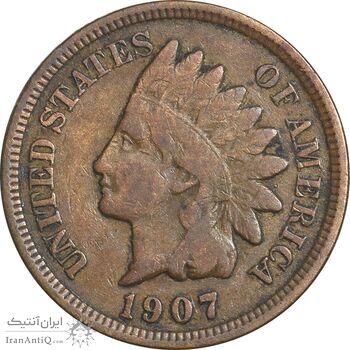سکه 1 سنت 1907 سرخپوستی - VF35 - آمریکا