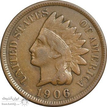 سکه 1 سنت 1906 سرخپوستی - EF45 - آمریکا
