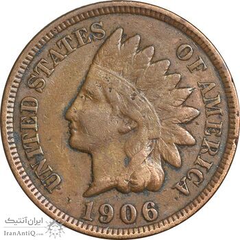 سکه 1 سنت 1906 سرخپوستی - EF45 - آمریکا