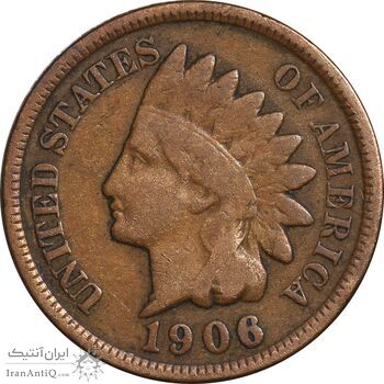 سکه 1 سنت 1906 سرخپوستی - VF35 - آمریکا