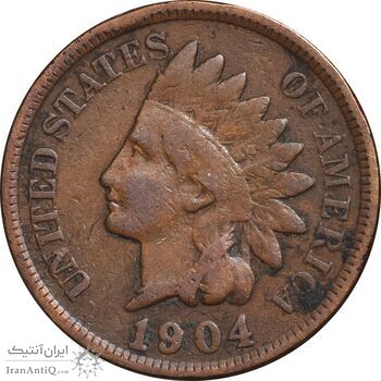 سکه 1 سنت 1904 سرخپوستی - EF45 - آمریکا
