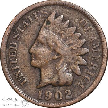 سکه 1 سنت 1902 سرخپوستی - EF40 - آمریکا