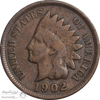 سکه 1 سنت 1902 سرخپوستی - EF40 - آمریکا
