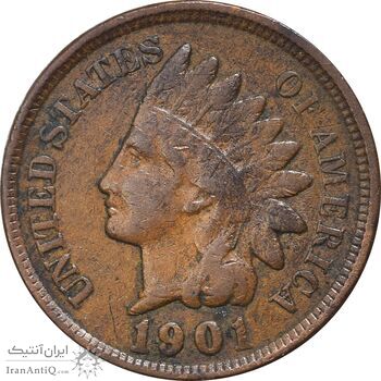 سکه 1 سنت 1901 سرخپوستی - EF45 - آمریکا