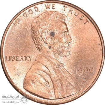 سکه 1 سنت 1990D لینکلن - MS63 - آمریکا