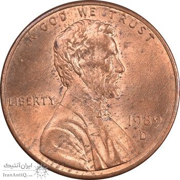 سکه 1 سنت 1989D لینکلن - MS62 - آمریکا